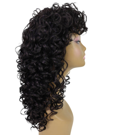 Doriana Voluminous Synthetic Curls with a Soft Fringe, Long Curly 19 Inch Full Wig with Bangs