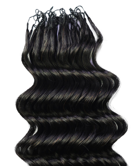 LUXLUXE Deep Wave Real Human Crochet Hair Extensions 40 Strands - Natural  & Natural Black 14 16 & 18 Inch with weights 40g 45g & 50g Knotless Pre Separated Feather Wavy Hairpiece for Women