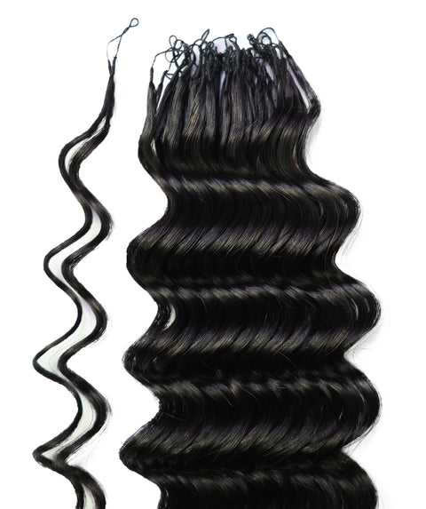 LUXLUXE Deep Wave Real Human Crochet Hair Extensions 40 Strands - Natural  & Natural Black 14 16 & 18 Inch with weights 40g 45g & 50g Knotless Pre Separated Feather Wavy Hairpiece for Women