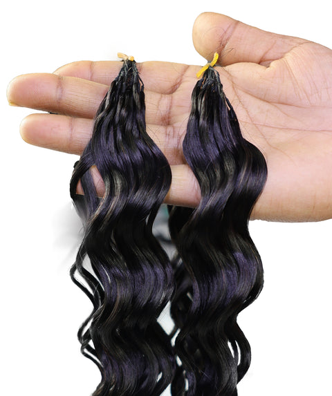 LUXLUXE Loose Deep Real Human Crochet Hair Extensions 40 Strands - Natural  & Natural Black 14 16 & 18 Inch with weights 40g 45g & 50g Knotless Pre Separated Feather Line Lightweight Texture Wavy Hairpiece for Women