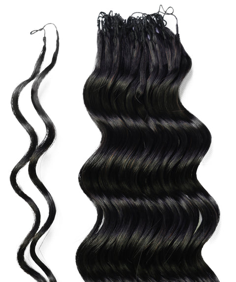 LUXLUXE Loose Deep Real Human Crochet Hair Extensions 40 Strands - Natural  & Natural Black 14 16 & 18 Inch with weights 40g 45g & 50g Knotless Pre Separated Feather Line Lightweight Texture Wavy Hairpiece for Women