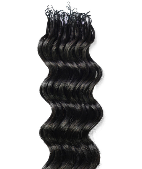 LUXLUXE Loose Deep Real Human Crochet Hair Extensions 40 Strands - Natural  & Natural Black 14 16 & 18 Inch with weights 40g 45g & 50g Knotless Pre Separated Feather Line Lightweight Texture Wavy Hairpiece for Women