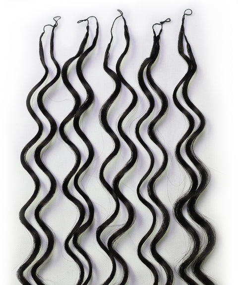 LUXLUXE Loose Deep Real Human Crochet Hair Extensions 40 Strands - Natural  & Natural Black 14 16 & 18 Inch with weights 40g 45g & 50g Knotless Pre Separated Feather Line Lightweight Texture Wavy Hairpiece for Women