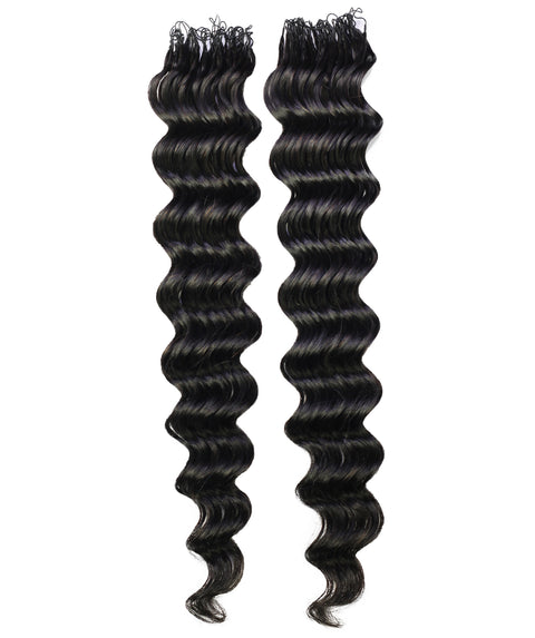 LUXLUXE Loose Deep Real Human Crochet Hair Extensions 40 Strands - Natural  & Natural Black 14 16 & 18 Inch with weights 40g 45g & 50g Knotless Pre Separated Feather Line Lightweight Texture Wavy Hairpiece for Women