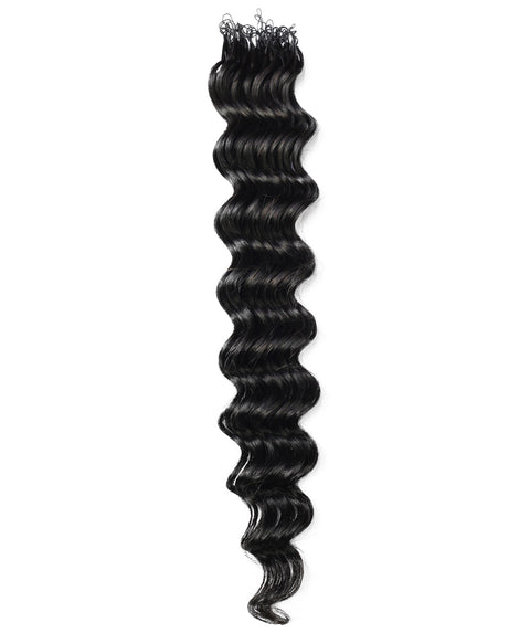 LUXLUXE Loose Deep Real Human Crochet Hair Extensions 40 Strands - Natural  & Natural Black 14 16 & 18 Inch with weights 40g 45g & 50g Knotless Pre Separated Feather Line Lightweight Texture Wavy Hairpiece for Women