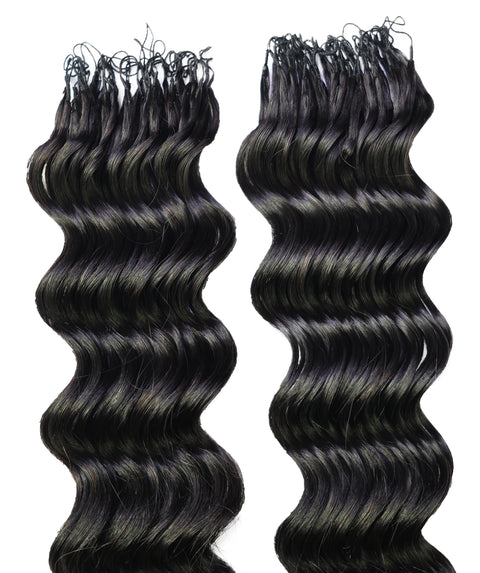 LUXLUXE Loose Deep Real Human Crochet Hair Extensions 40 Strands - Natural  & Natural Black 14 16 & 18 Inch with weights 40g 45g & 50g Knotless Pre Separated Feather Line Lightweight Texture Wavy Hairpiece for Women