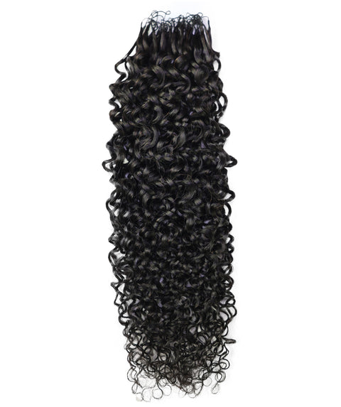 LUXLUXE Burmese Bohemian Real Human Crochet Curly Hair Extensions 40 Strands - Natural & Natural Black 14 16 & 18 Inch with weights 40g 45g & 50g Knotless Pre Separated Feather Line Lightweight Texture Curls Hairpiece for Women
