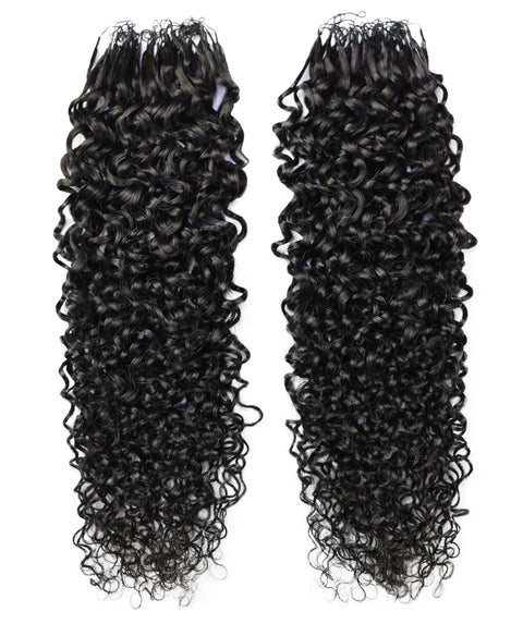 LUXLUXE Burmese Bohemian Real Human Crochet Curly Hair Extensions 40 Strands - Natural & Natural Black 14 16 & 18 Inch with weights 40g 45g & 50g Knotless Pre Separated Feather Line Lightweight Texture Curls Hairpiece for Women