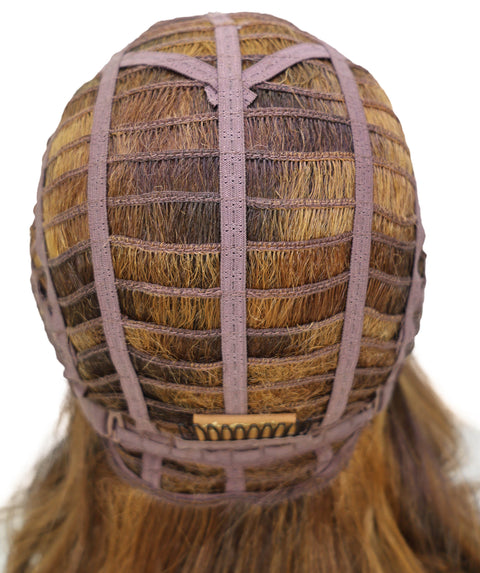Lerato Brown Auburn Deep L-Part Lace Wig, High Heat Resistant Synthetic Smooth Hair for Glamorous Everyday & Party Looks