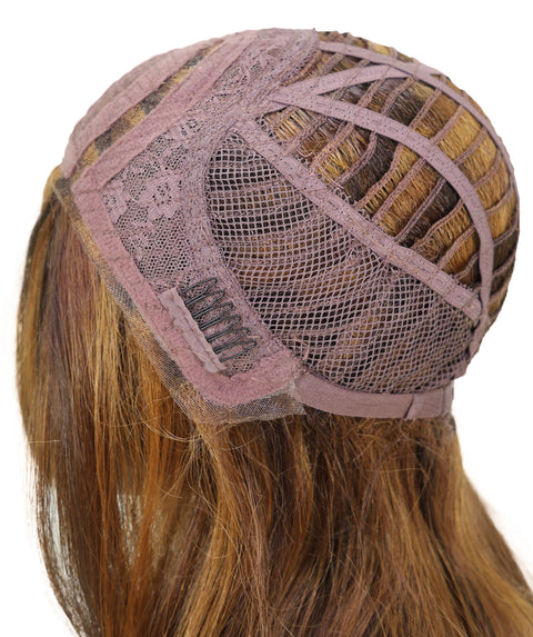 Lerato Brown Auburn Deep L-Part Lace Wig, High Heat Resistant Synthetic Smooth Hair for Glamorous Everyday & Party Looks