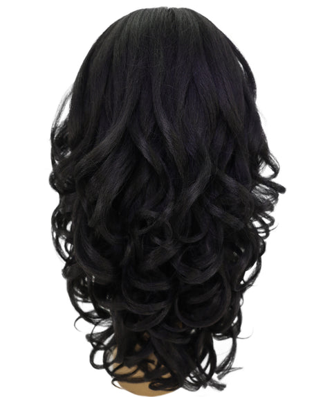 LUXLUXE Long Wavy Wig with Bangs – Women's Curly Full Hairpiece Heat Resistant Synthetic Fiber