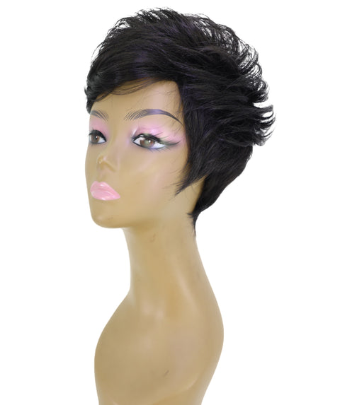 LUXLUXE Pixie Cut Wig with Bangs – Women's 10 Inch Short Curly 77g Hairpiece Heat Resistant Synthetic Fiber