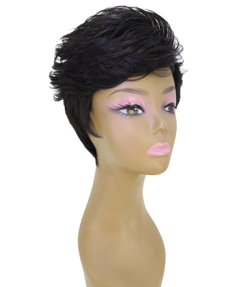 LUXLUXE Pixie Cut Wig with Bangs – Women's 10 Inch Short Curly 77g Hairpiece Heat Resistant Synthetic Fiber