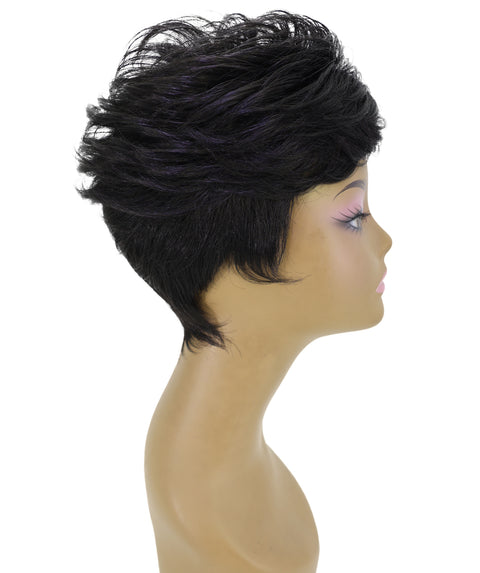 LUXLUXE Pixie Cut Wig with Bangs – Women's 10 Inch Short Curly 77g Hairpiece Heat Resistant Synthetic Fiber