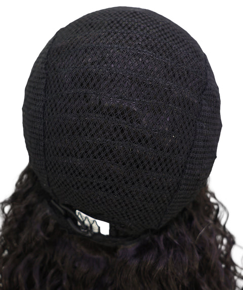 LUXLUXE Deep Wave Lace Frontal Half Wig Dark Brown – Curly Textured Hairpiece with Natural Hairline Appearance Heat Resistant Synthetic Fiber
