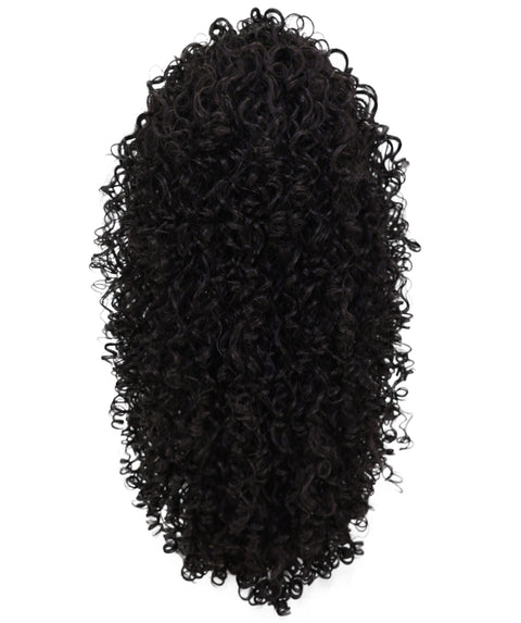 LUXLUXE Deep Wave Lace Frontal Half Wig Dark Brown – Curly Textured Hairpiece with Natural Hairline Appearance Heat Resistant Synthetic Fiber