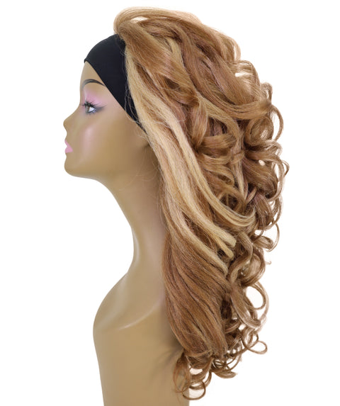 LUXLUXE 21" Long Wavy Textured Wig – 185g Natural Waves Hair with Cloth Headband Style Heat Resistant Synthetic Fiber