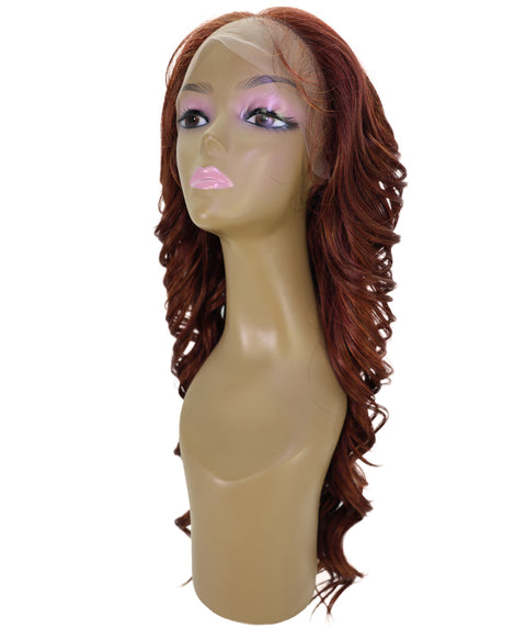 LUXLUXE 25.5" Long Wavy Lace Front Wig – Women's Textured Wave 247g Hairpiece Heat Resistant Synthetic Fiber