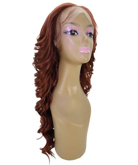 LUXLUXE 25.5" Long Wavy Lace Front Wig – Women's Textured Wave 247g Hairpiece Heat Resistant Synthetic Fiber