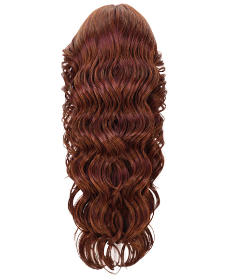 LUXLUXE 25.5" Long Wavy Lace Front Wig – Women's Textured Wave 247g Hairpiece Heat Resistant Synthetic Fiber