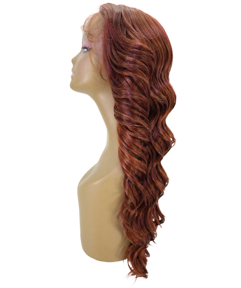 LUXLUXE 25.5" Long Wavy Lace Front Wig – Women's Textured Wave 247g Hairpiece Heat Resistant Synthetic Fiber