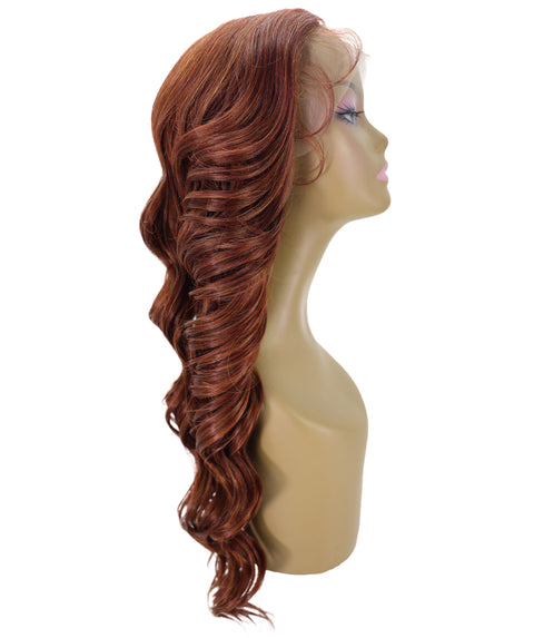 LUXLUXE 25.5" Long Wavy Lace Front Wig – Women's Textured Wave 247g Hairpiece Heat Resistant Synthetic Fiber