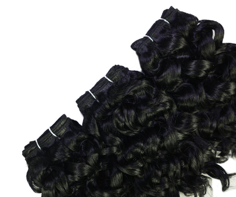 LUXLUXE Deep Curly Synthetic Hair Extension – 6.5 Inch Dense Curl Weft Style 110g for Women Versatile Styling