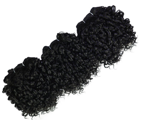 LUXLUXE Burmese Curl Synthetic Hair Extension – 5 Inch Dense Curly Weft Style 110g for Women Textured Styling