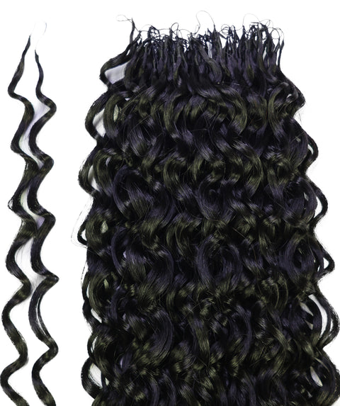 LUXLUXE Water Wave Feather Crochet Human &  Synthetic Mix Hair Extensions - 19 Inch Braiding 60g Hairpiece for Women