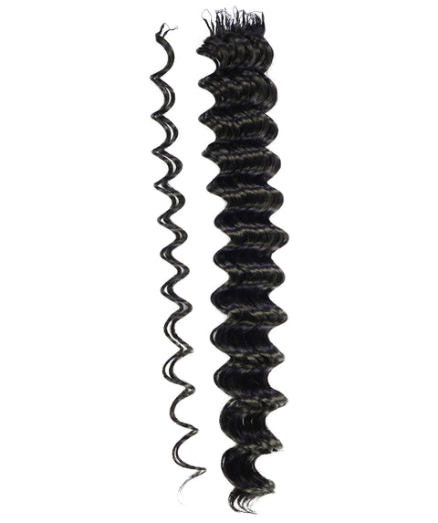 LUXLUXE Deep Wave Wavy Feather Crochet Hair Extensions Human & Synthetic Mix - 20 Inch pre separated 100g Hairpiece