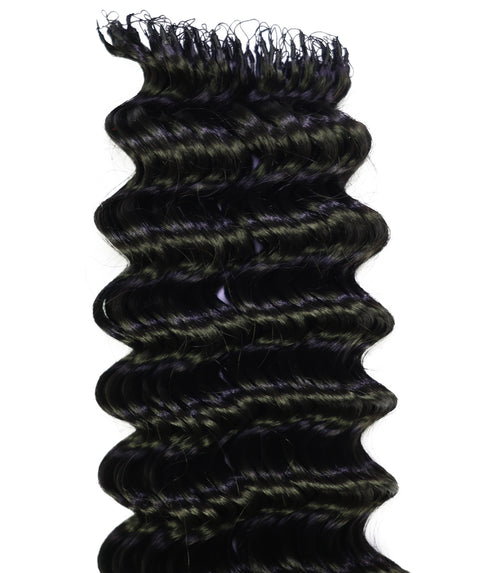LUXLUXE Deep Wave Wavy Feather Crochet Hair Extensions Human & Synthetic Mix - 20 Inch pre separated 100g Hairpiece