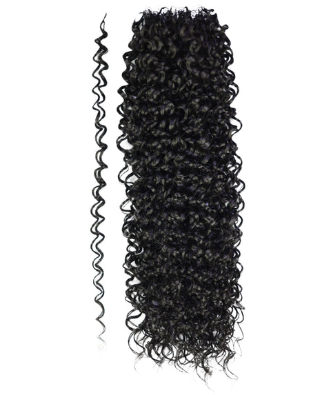LUXLUXE Hawaiian Jerry Deep Wave Feather Crochet Human & Synthetic Hair Mix Extensions - 20" Curly Braided 100g Hairpiece