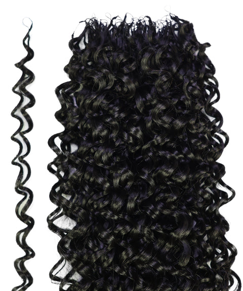 LUXLUXE Hawaiian Jerry Deep Wave Feather Crochet Human & Synthetic Hair Mix Extensions - 20" Curly Braided 100g Hairpiece