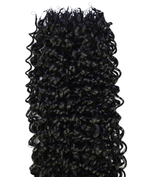 LUXLUXE Hawaiian Jerry Deep Wave Feather Crochet Human & Synthetic Hair Mix Extensions - 20" Curly Braided 100g Hairpiece