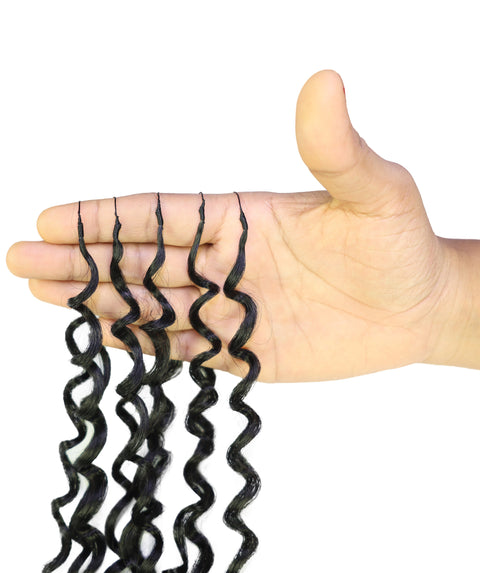 LUXLUXE Hawaiian Jerry Deep Wave Feather Crochet Human & Synthetic Hair Mix Extensions - 20" Curly Braided 100g Hairpiece