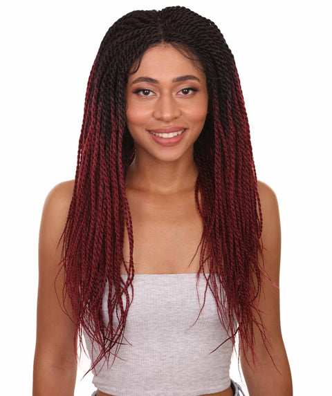 Nikkita Burgundy Ombre Twist Box Braids wig