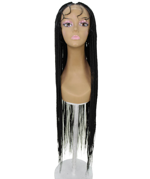 Chloe Black Hexagon Parting Briads Lace Wig