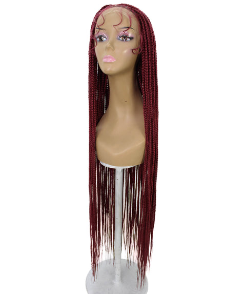 Chloe Burgundy Hexagon Parting Briads Lace Wig