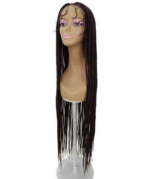 Chloe Deep Red and Black Blend Hexagon Parting Briads Lace Wig