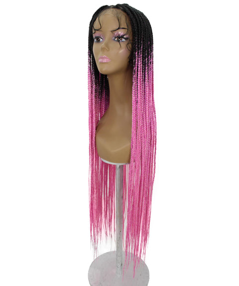 Chloe Dark Pink Ombre Hexagon Parting Briads Lace Wig
