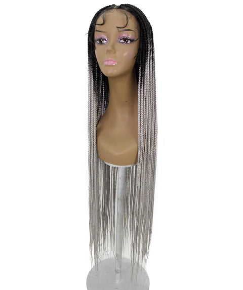 Chloe Grey Ombre Hexagon Parting Briads Lace Wig