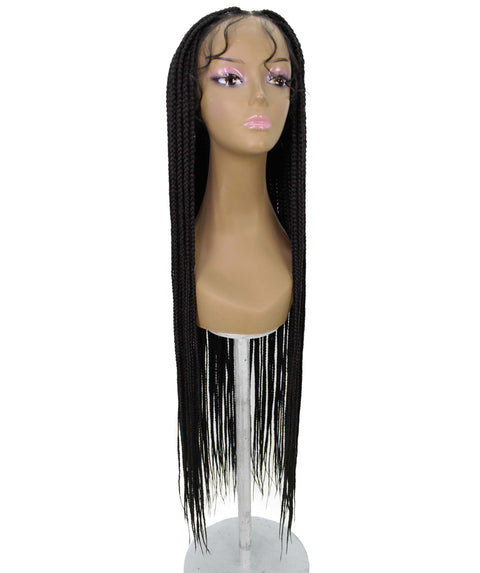 Chloe Natural Black Hexagon Parting Briads Lace Wig