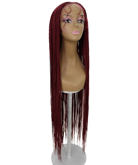 Chloe Burgundy Hexagon Parting Briads Lace Wig