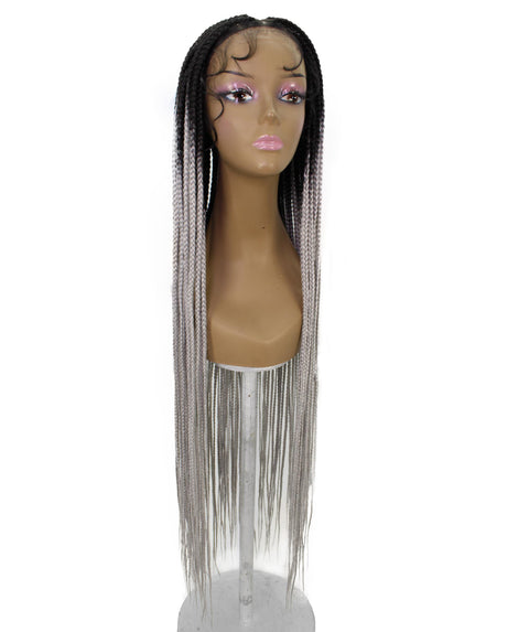 Chloe Grey Ombre Hexagon Parting Briads Lace Wig
