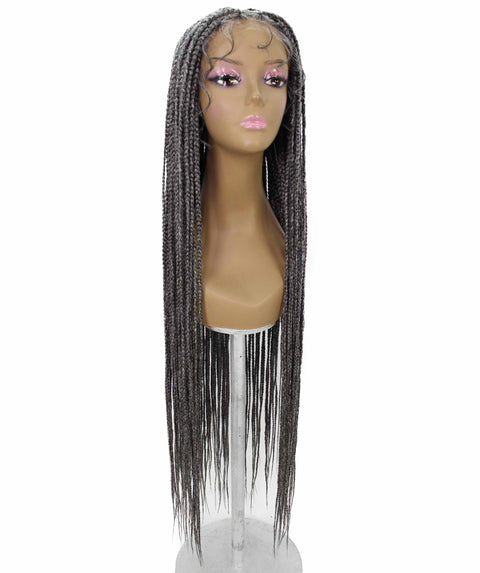 Chloe Charcoal Grey Hexagon Parting Briads Lace Wig