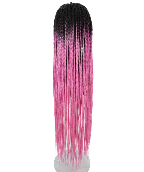 Chloe Dark Pink Ombre Hexagon Parting Briads Lace Wig