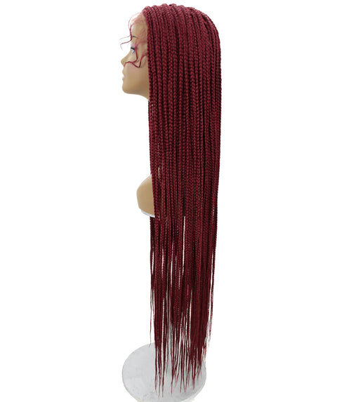Chloe Burgundy Hexagon Parting Briads Lace Wig