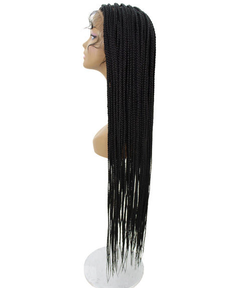 Chloe Black Hexagon Parting Briads Lace Wig