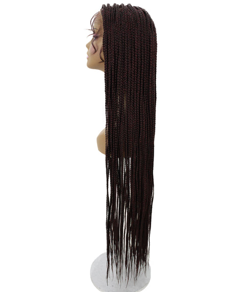 Chloe Deep Red and Black Blend Hexagon Parting Briads Lace Wig