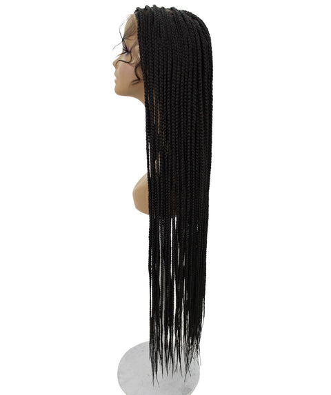 Chloe Natural Black Hexagon Parting Briads Lace Wig
